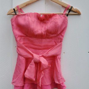 BEBE silk pink peplum strap/strapless top Size XS